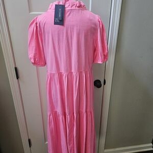 NEW! Crown & Ivy Neon Pink Spring Peasant Boho Midi Dress.  US Size M.  NWT